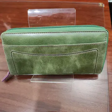 그린 컬러 가죽 장지갑 소가죽 남녀 공용