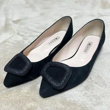 새상품급 DIANA 블랙 포인티드 스웨이드 플랫슈즈 22cm