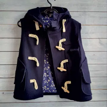 BEMS 네이비 후드 부착 멜톤 더플 베스트