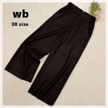 [더블유비] 캐시미어 울 혼방 와이드 팬츠 38 다크 브라운 일본제