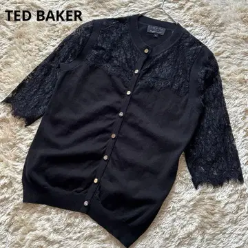TED BAKER 레이스 니트 가디건 5부 소매 블랙 M 블랙 워셔블