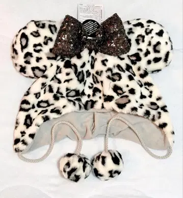 디즈니 레오파드 무늬 팬캡 화이트 레오파드 미니 그레이 화이트 블랙