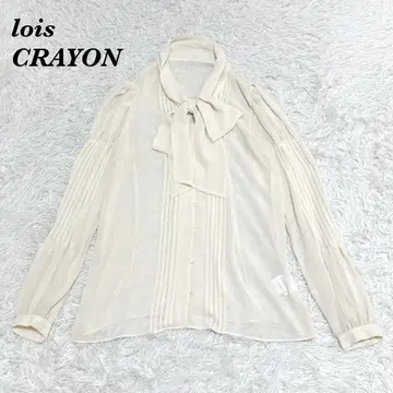 [새상품급] lois CRAYON 긴팔 리본 블라우스 M 베이지