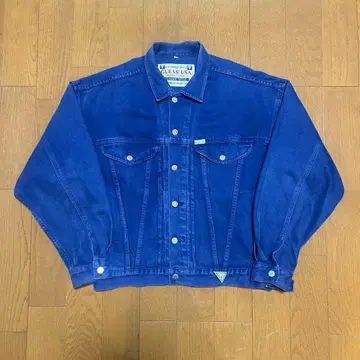 80s 90s GUESS 데님 자켓 그린 택 미국제
