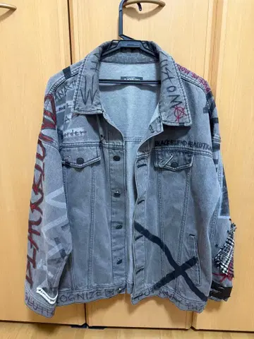BLACK BLOND 그래픽 디자인 데님 자켓 그레이