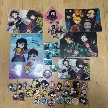 [ 묶음 판매 ] 귀멸의 칼날 캔뱃지 키링 부채 클리어 파일