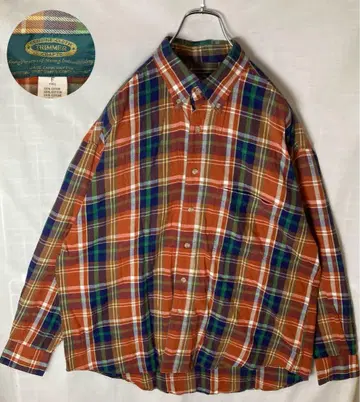 굿 디자인 구제 의류 오렌지 멀티 컬러 체크 코튼 셔츠 루즈한 사이즈