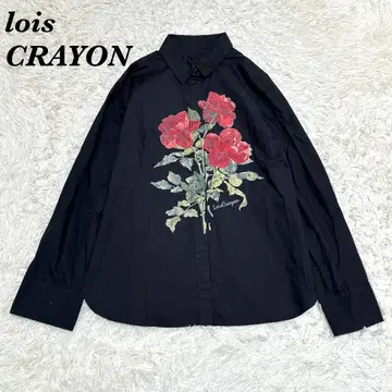 [새상품급] lois CRAYON 꽃무늬 긴팔 셔츠 M 블랙
