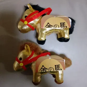 금색 말 마스코트 봉제 인형