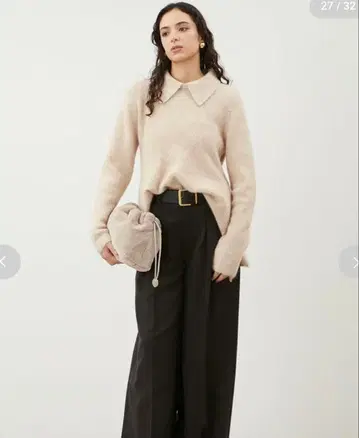 미라 오웬 블랙 와이드 팬츠