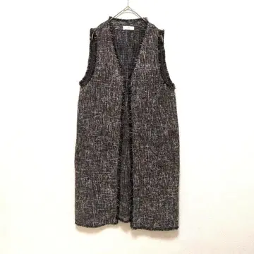 CEPO 세포 트위드 롱 베스트 롱 베스트 가운 M 블랙