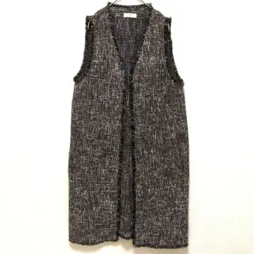 CEPO 세포 트위드 롱 베스트 롱 베스트 가운 M 블랙