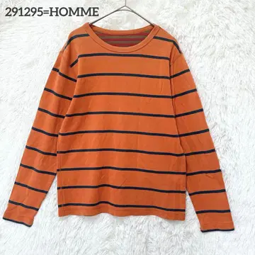 291295=HOMME 롱 티셔츠 오렌지 보더 캐주얼