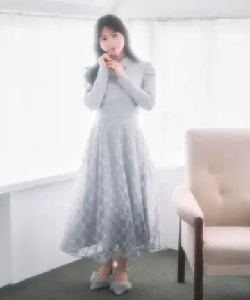 토코 클로젯 스팽글 프릴 도트 튤 도킹 셔츠 원피스