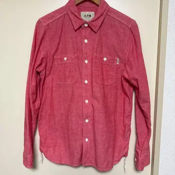 A.P.C. 빨간색 샴브레이 긴팔 셔츠