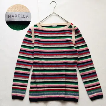 MARELLA 울 캐시미어 혼방 멀티 보더 니트 S 마레라