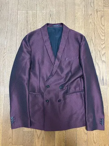 아르마니 더블 테일러드 자켓 와인 M 상당