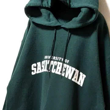서스캐처원 대학 로고 후드 맨투맨 그린 구제 의류