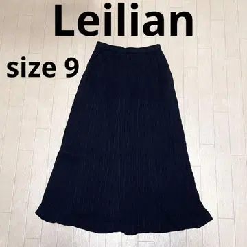 Leilian 롱 스커트 플레어 스커트 니트 네이비 레리안