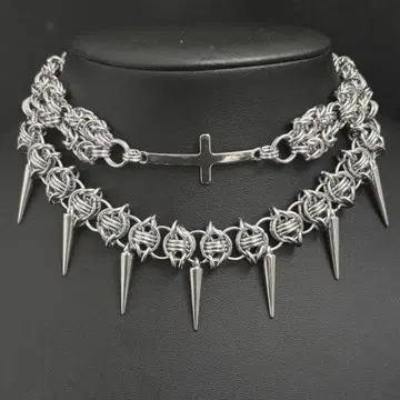 [chainmail] cross necklace grunge goth