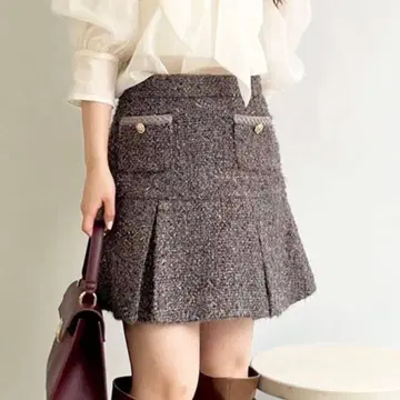 트위드 턱 미니 스커트 lilybrown