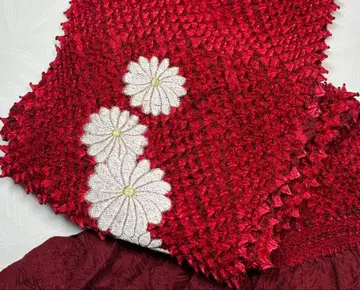 w-075 순수 실크 오비 장식 천 총 조임 자수 후리소데 백국 마룬