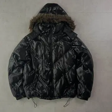 2way 퍼 패딩 자켓 아카이브 블랙 LL Y2K 시크 스타일 광택