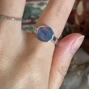 핸드메이드 실버 925 실버 반지 더블렛 볼더 오팔