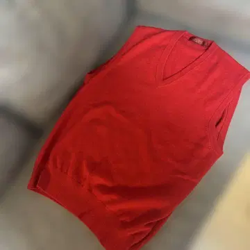 르 센트 빨간색 V넥 베스트 캐시미어 100%