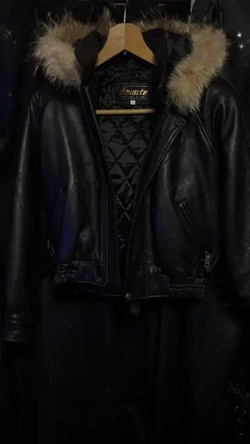 archive leather fur bomber jacket 후드 부착