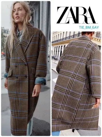 ZARA 오버 사이즈 체크 무늬 코트