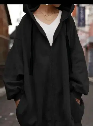 빅 사이즈 후드 부착 후드티 블랙 - 8XL