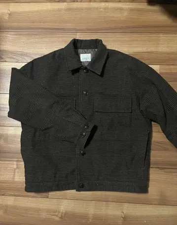 JUNRED 다크 브라운 체크 자켓