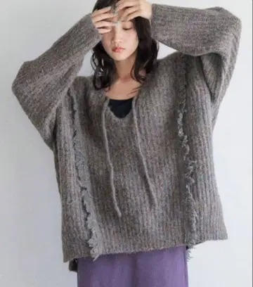 [ LOWRYSFARM ] 2way 프린지 멜란지 니트