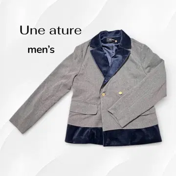 une autre 블레이저 남성용 그레이 x 네이비 벨로아 절개