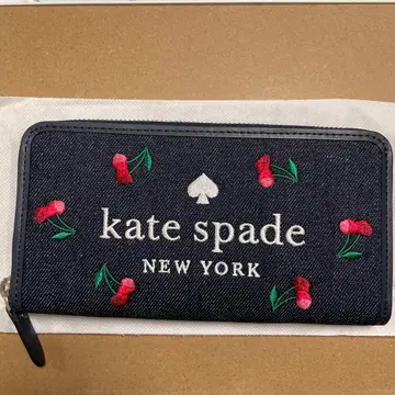 kate spade 체리 자수 장지갑 네이비