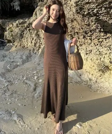 [미사용 새상품] anuans 머메이드 리브 컷 원피스