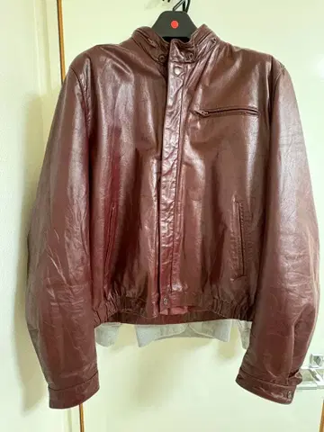 빨간색 홍차 버건디 가죽 자켓 짧은 기장 헤이세이 가죽 점퍼 y2k