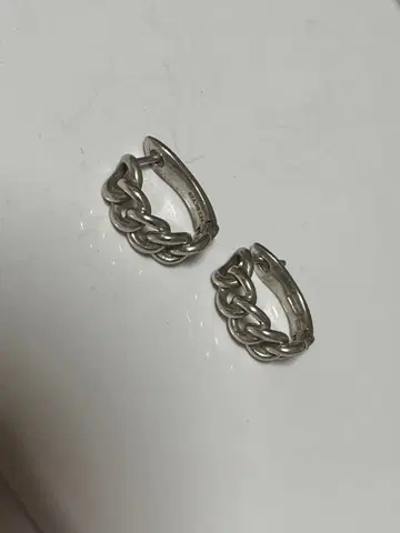 실버 925 체인 디자인 후프 귀걸이