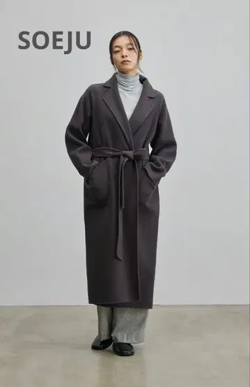 소쥬 울 리버 로브 코트 M CHARCOAL