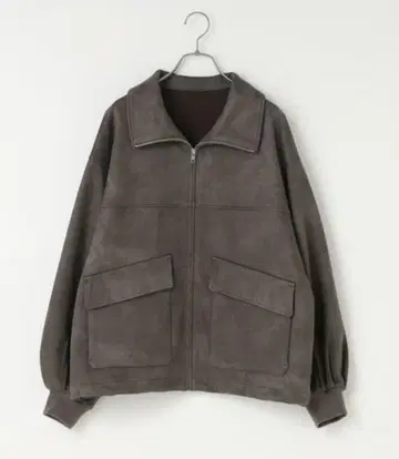 가죽 볼륨 블루종 (차콜 그레이)