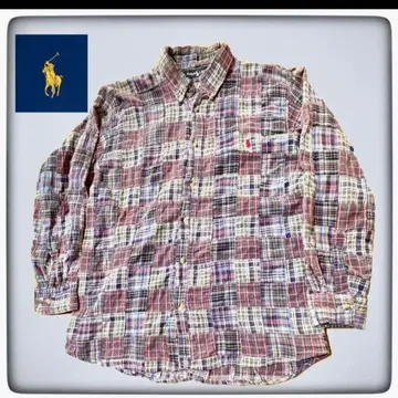 [ 극레어 ] 90s 랄프 로렌 PURCELL 패치워크 셔츠 M