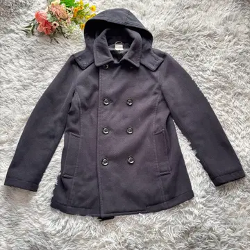 백넘버 피코트 남성용 [ M ] 네이비 후드 부착 통학 출퇴근