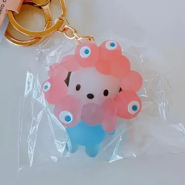 산리오 미야쿠미야쿠 변신 입체 마스코트 클리어 컬러 키링 포차코
