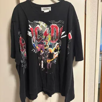 Discovered AC/DC 밴딩T셔츠 리메이크 블랙