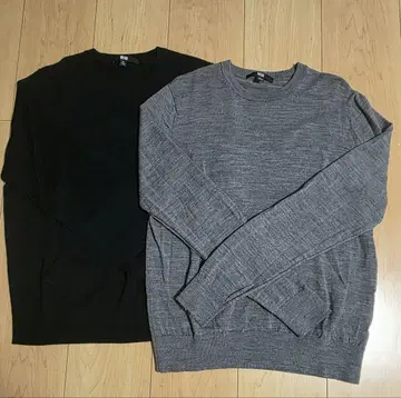 [UNIQLO] 메릴 크루넥 스웨터 세트 네이비 & 그레이