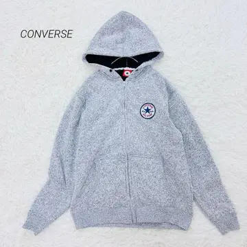 컨버스 후드티 긴팔 남성용 보아 안감 풀 집업 와펜 그레이 M