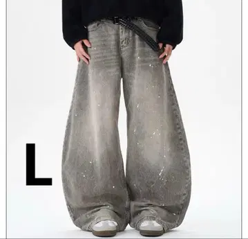 극태 배기 데님 와이드 팬츠 Y2K 계열 블루 인기 지저인 실루엣