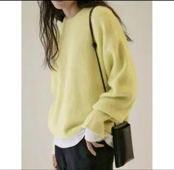 거의 새상품 SALON Adam et rope 폭스 울 아제 리브 니트