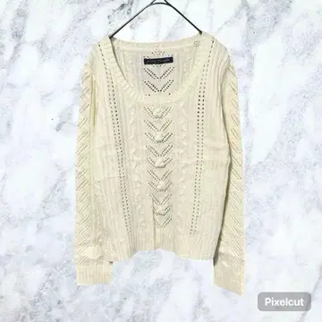 50202 Anne Basket 시스루 니트 M 폼폼 아이보리